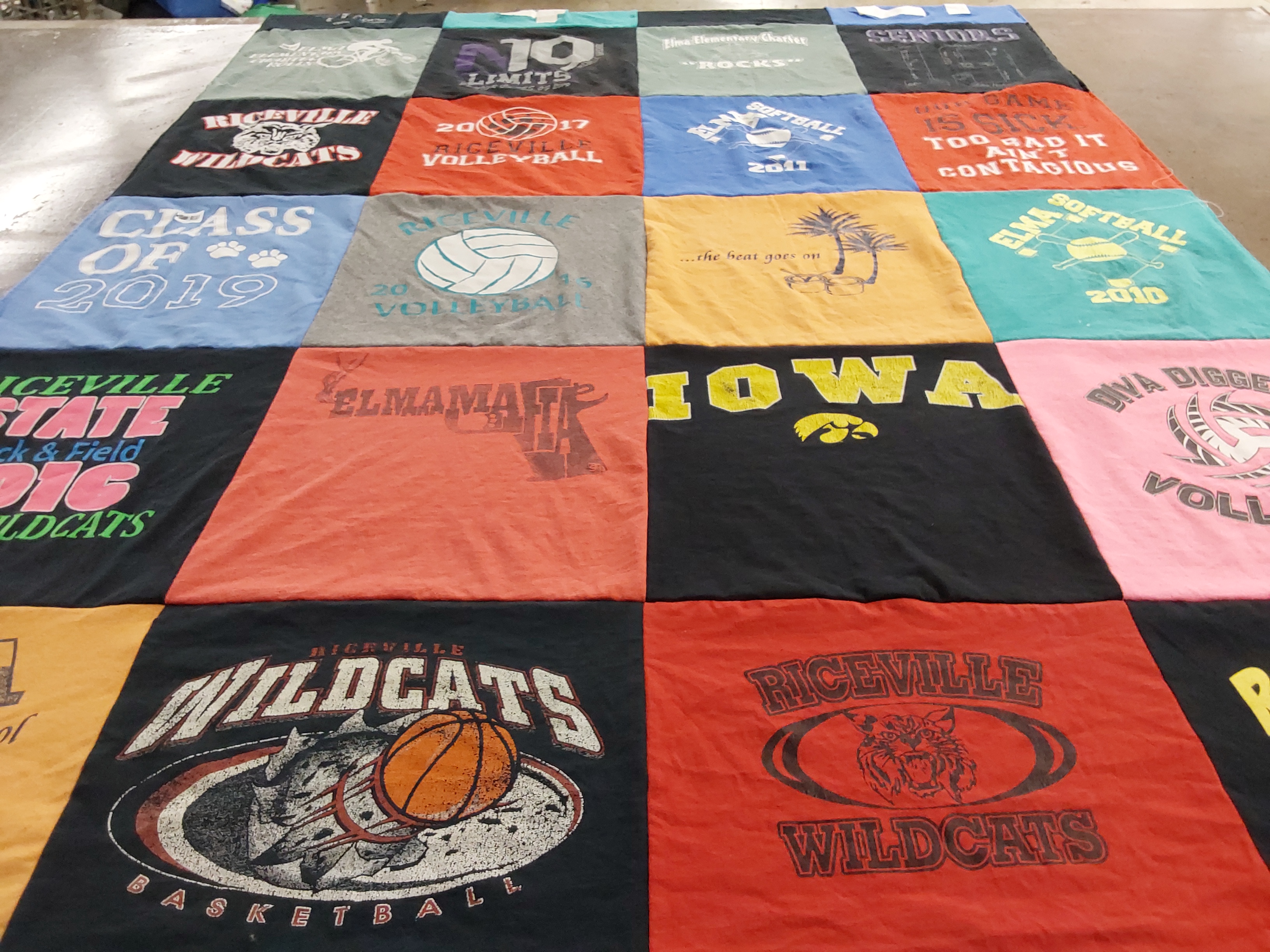 T-shirt quilt featuring riceville wildcats by Kerri from IA