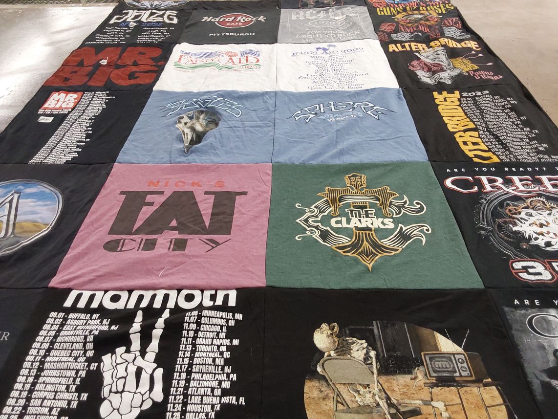 T-shirt quilt with music, concerts themes by Joseph from PA
