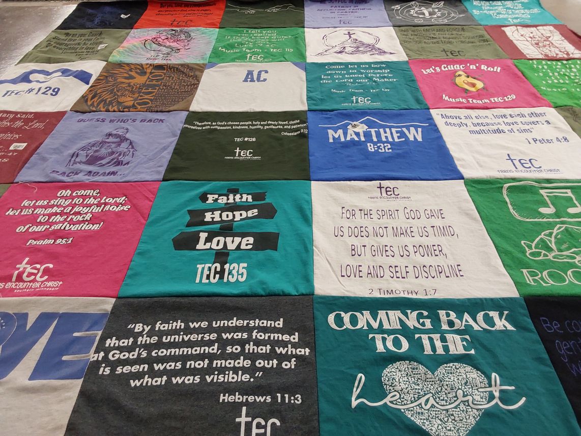 T-shirt quilt with christianity, religion themes by Jennifer from MN