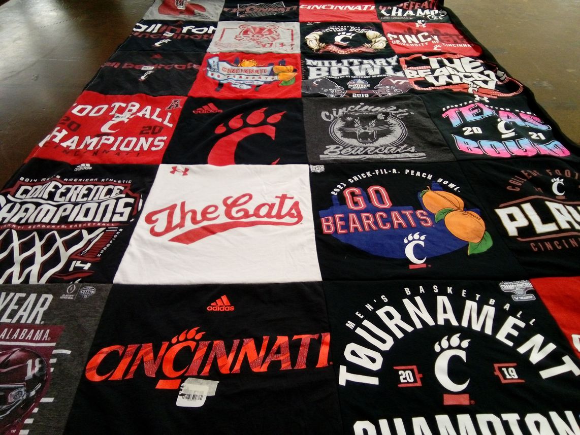 T-shirt quilt featuring cincinnati bearcats by Sarah from VA