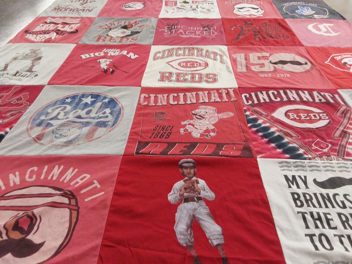 T-shirt quilt featuring cincinnati reds by Amy from OH
