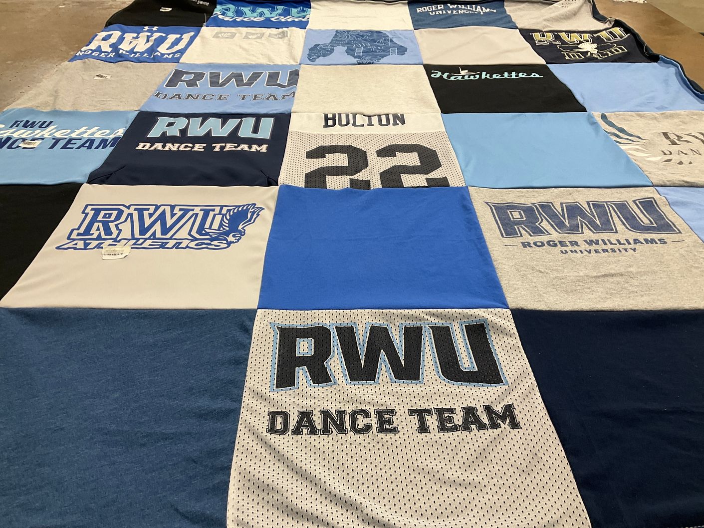 T-shirt quilt from roger williams university by Kathryn from MA