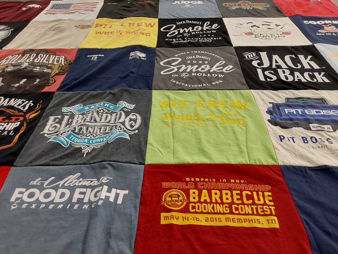 T-shirt quilt with barbecue, cooking themes by Lee from FL