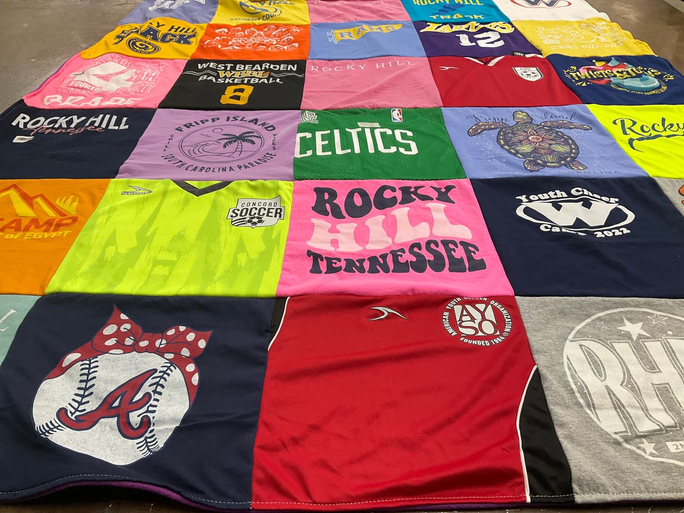 T-shirt quilt featuring celtics, atlanta braves by Julie from TN