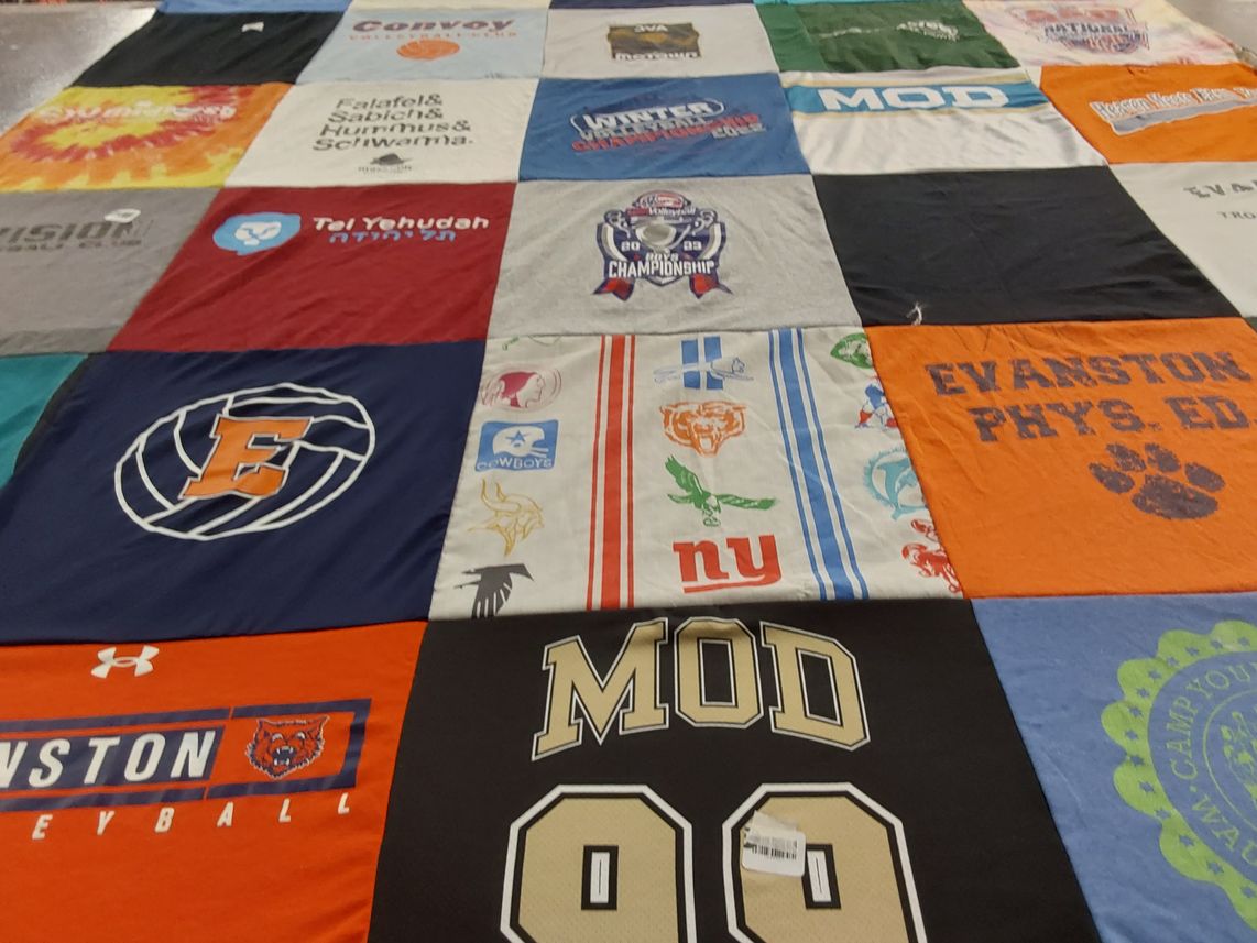 T-shirt quilt from evanston township high school by dawn from IL