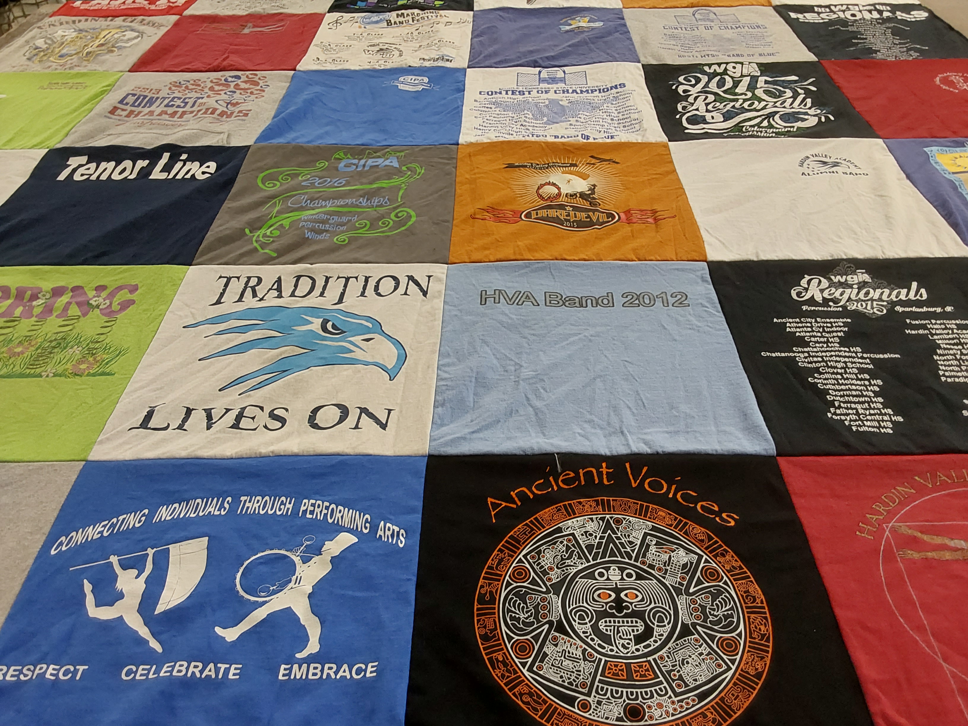 T-shirt quilt from hardin valley academy high school, cumberland valley high school by Cynthia from TN