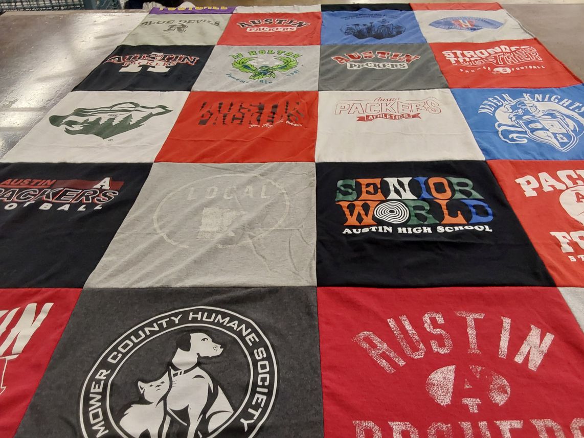 T-shirt quilt featuring austin packers football by Jennifer from MN