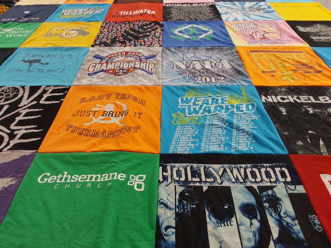 T-shirt quilt from irish high school by Tina from MN