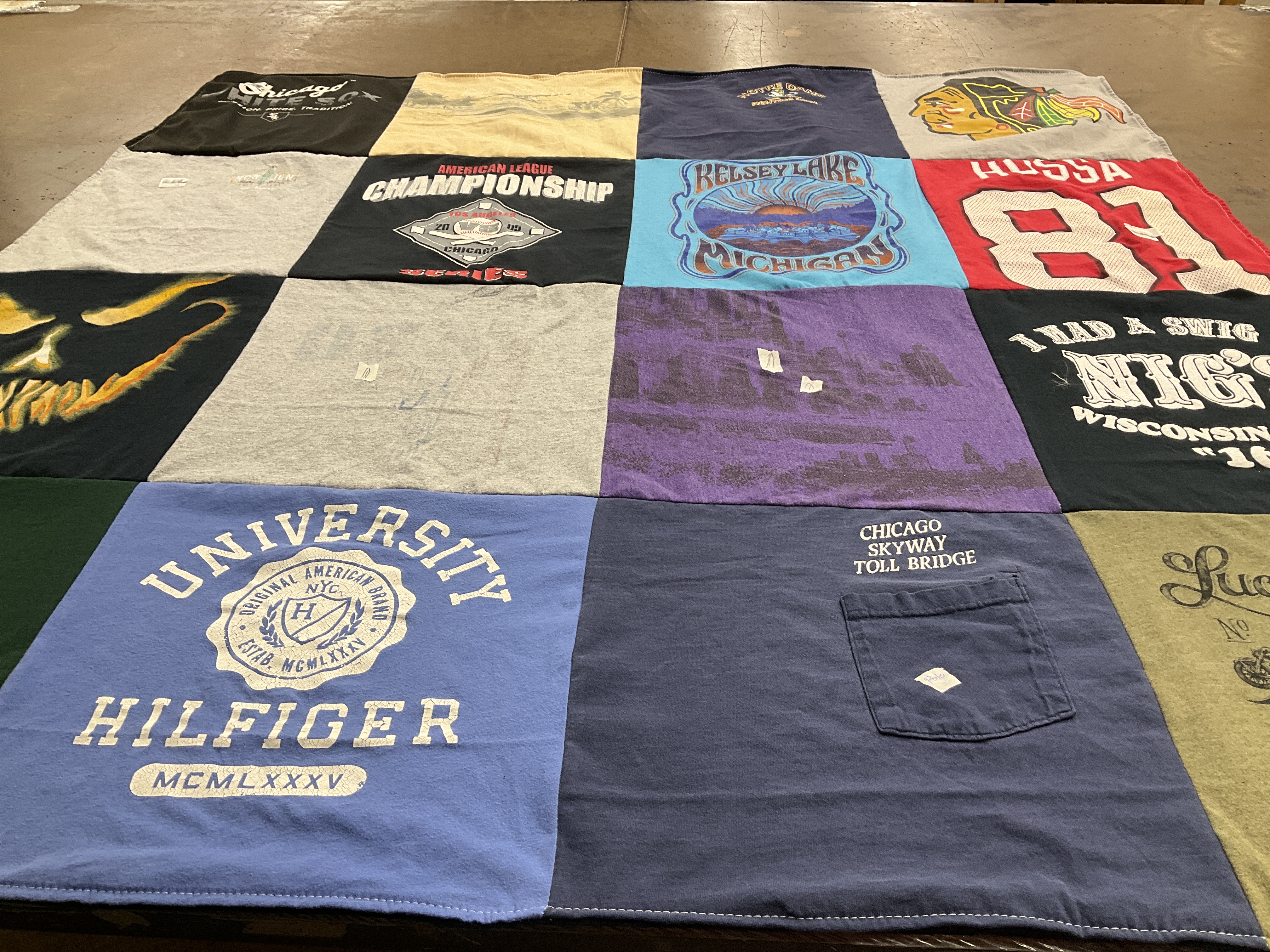 T-shirt quilt featuring chicago blackhawks by Peggy from IL