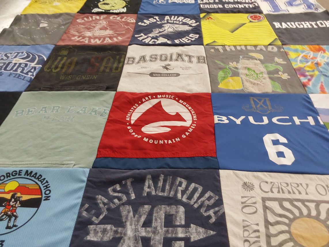T-shirt quilt from brigham young university by Lilli from UT