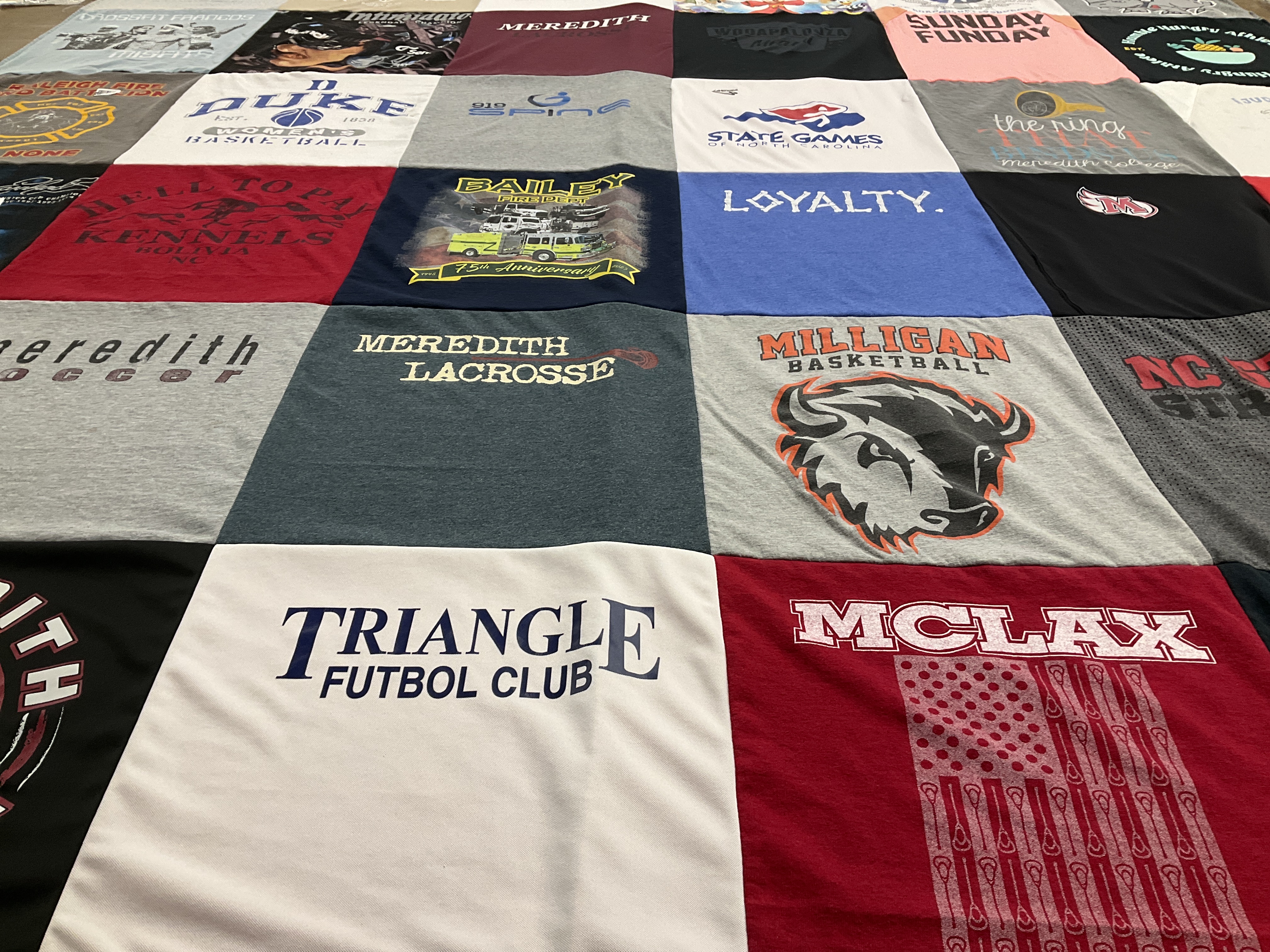 T-shirt quilt featuring milligan basketball, nc state athletics by Melanie from NC