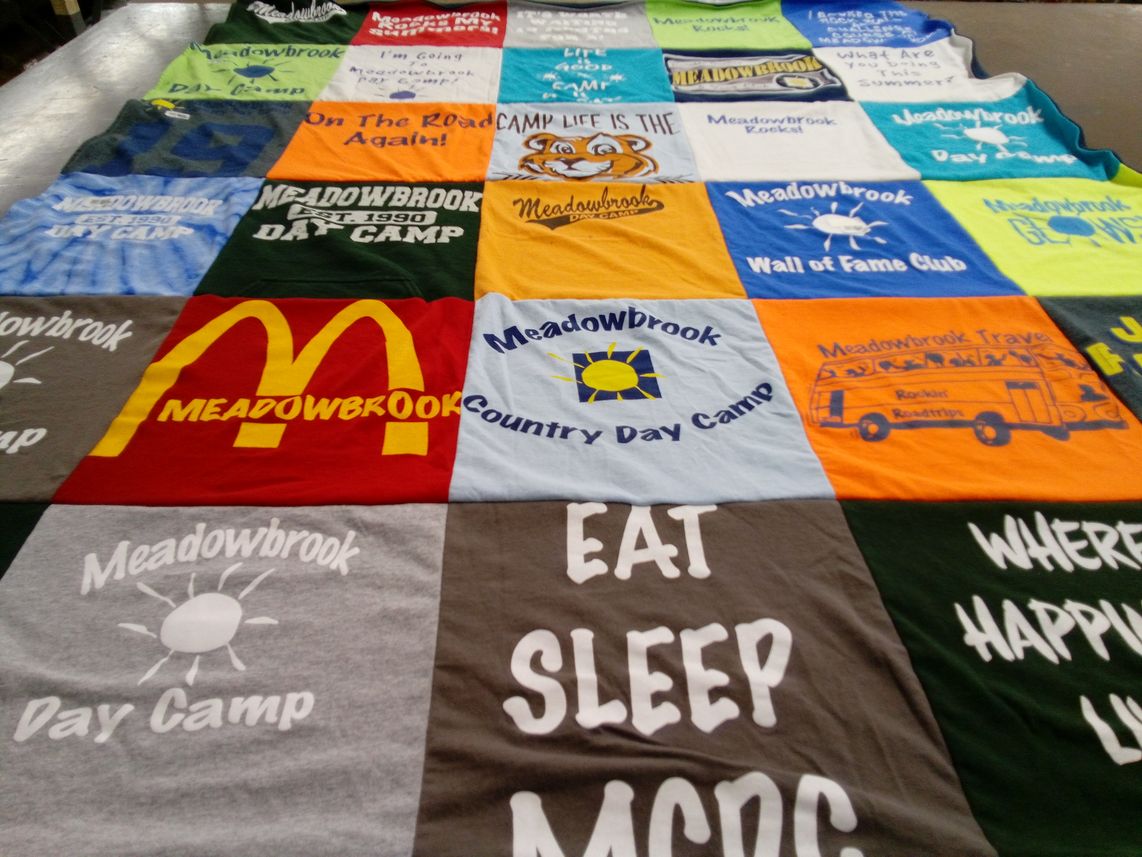 T-shirt quilt with camping, outdoors themes by Joy from NJ