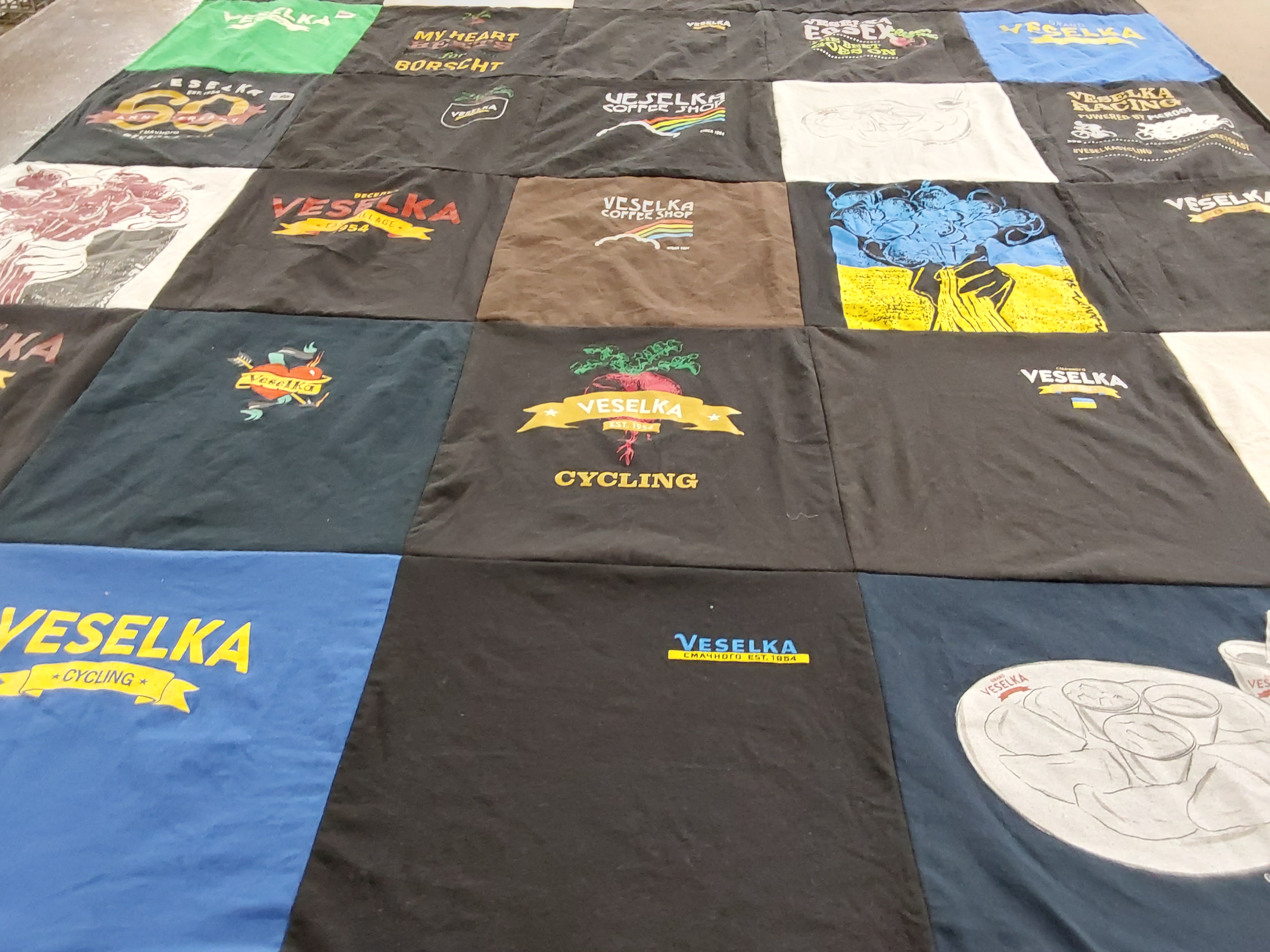 T-shirt quilt with ukrainian cuisine, cooking themes by Jessyka from NY