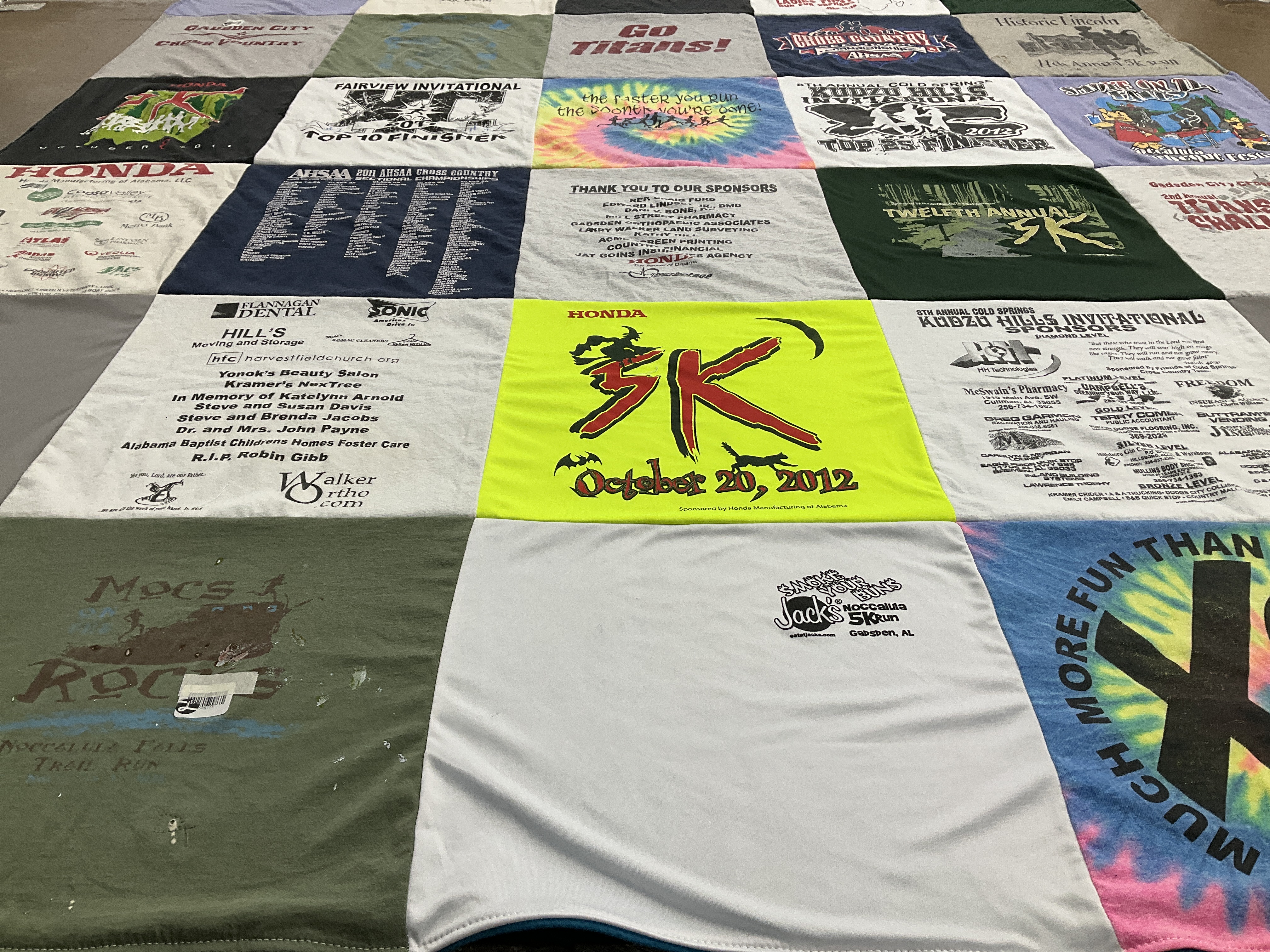 T-shirt quilt featuring mocs, rock by Patricia from AL