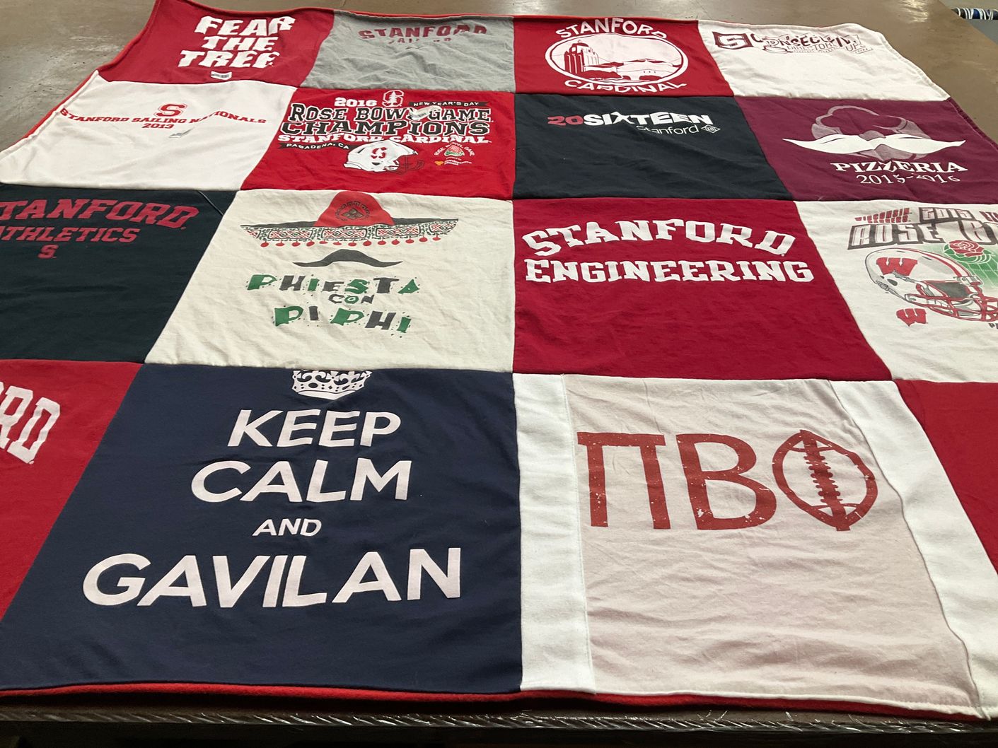 T-shirt quilt featuring stanford cardinal by Melissa from CA
