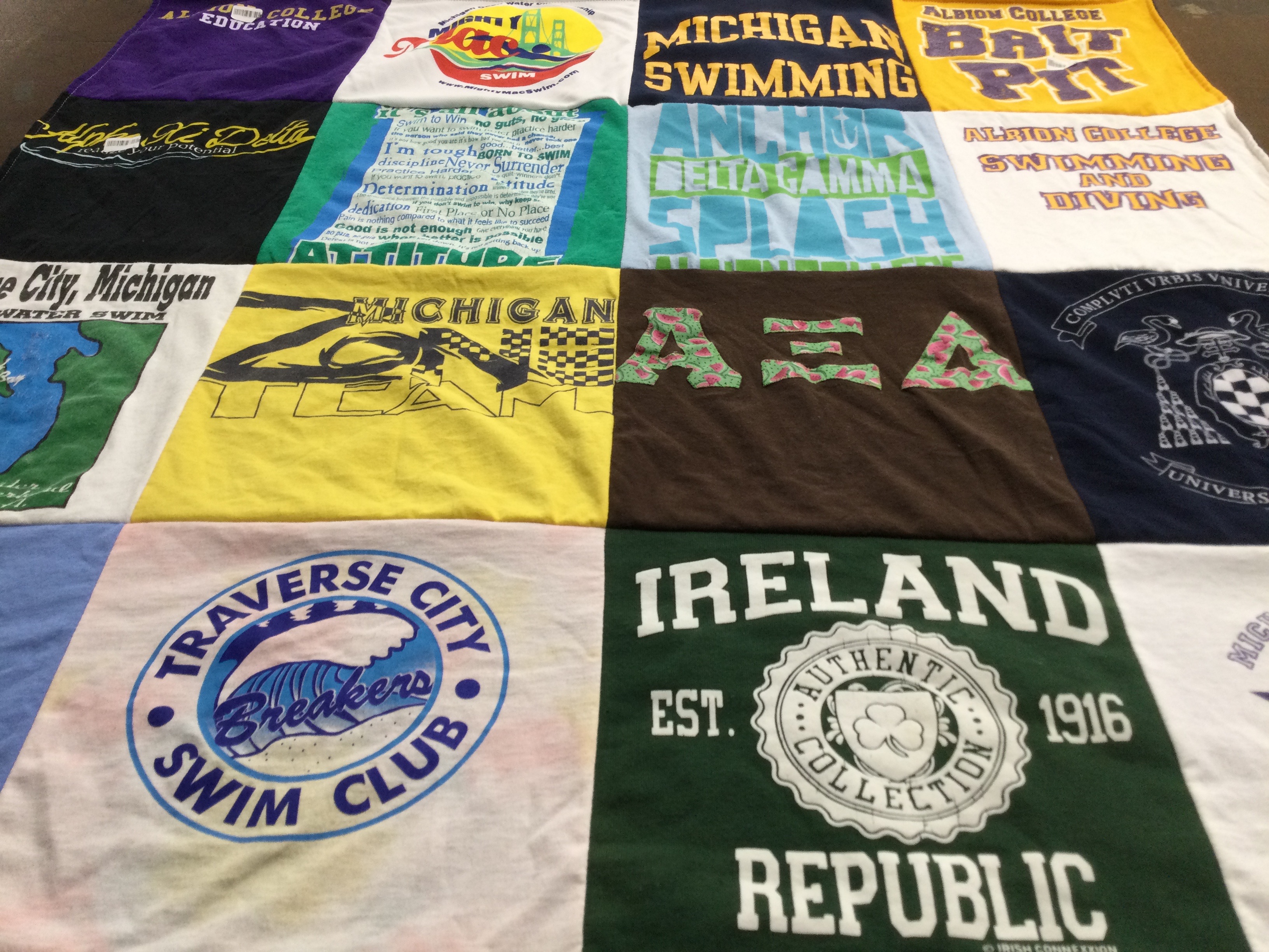 T-shirt quilt featuring traverse city breaker's swim club by Tess from MI