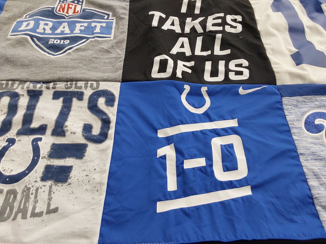 T-shirt quilt featuring indianapolis colts by Quinn from IN