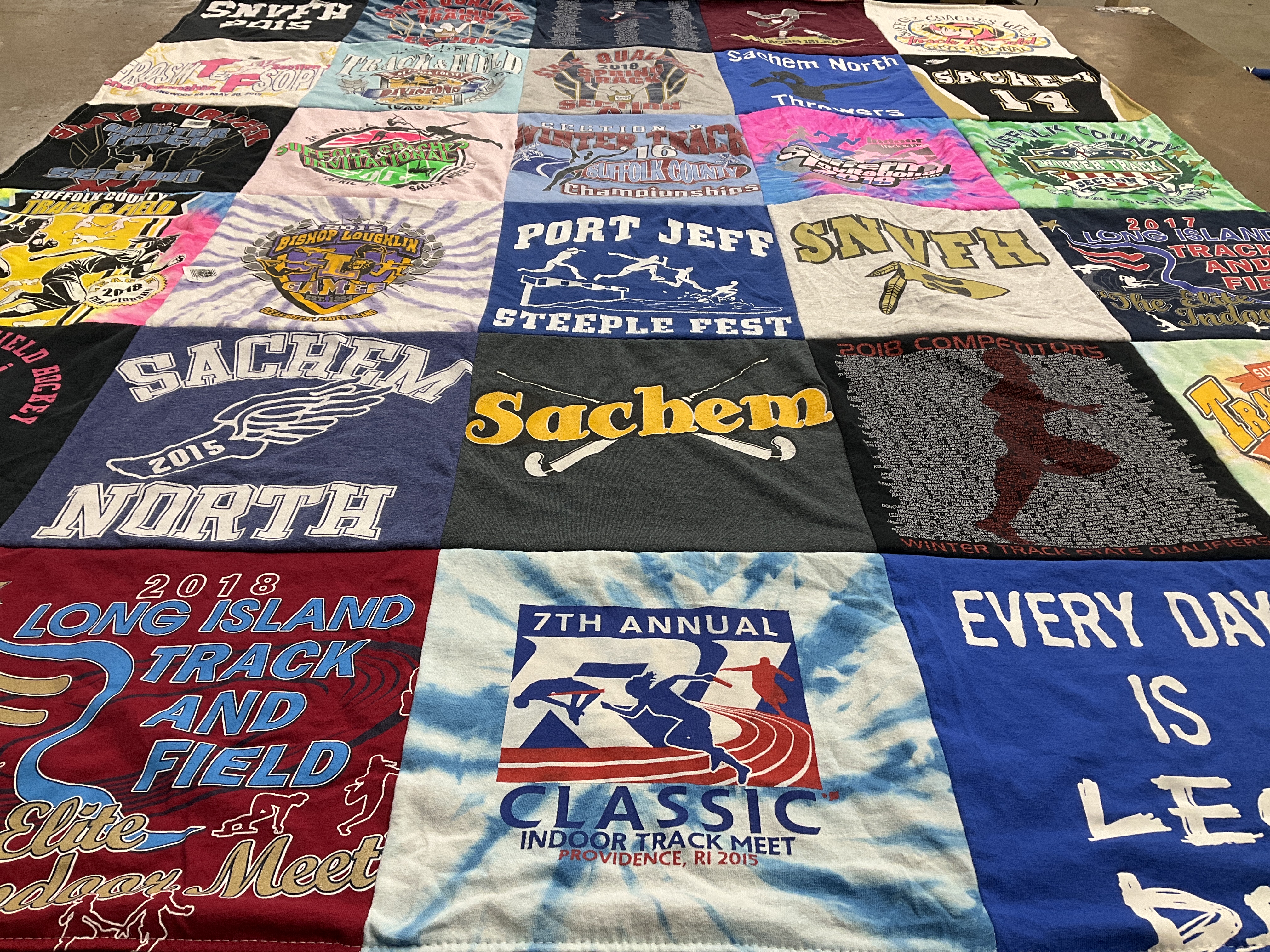 T-shirt quilt from sachem north high school by Patricia from NY