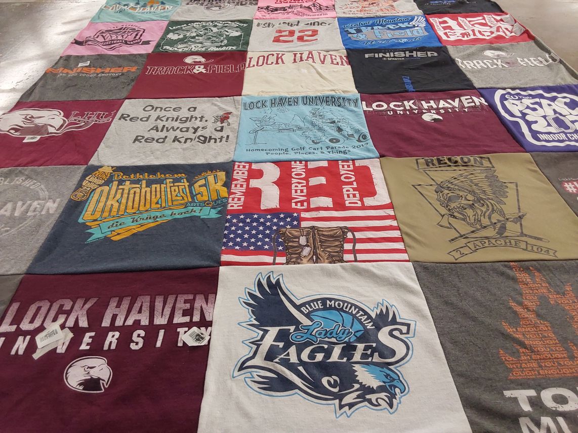 T-shirt quilt featuring lady eagles - lock haven university by Emily from PA