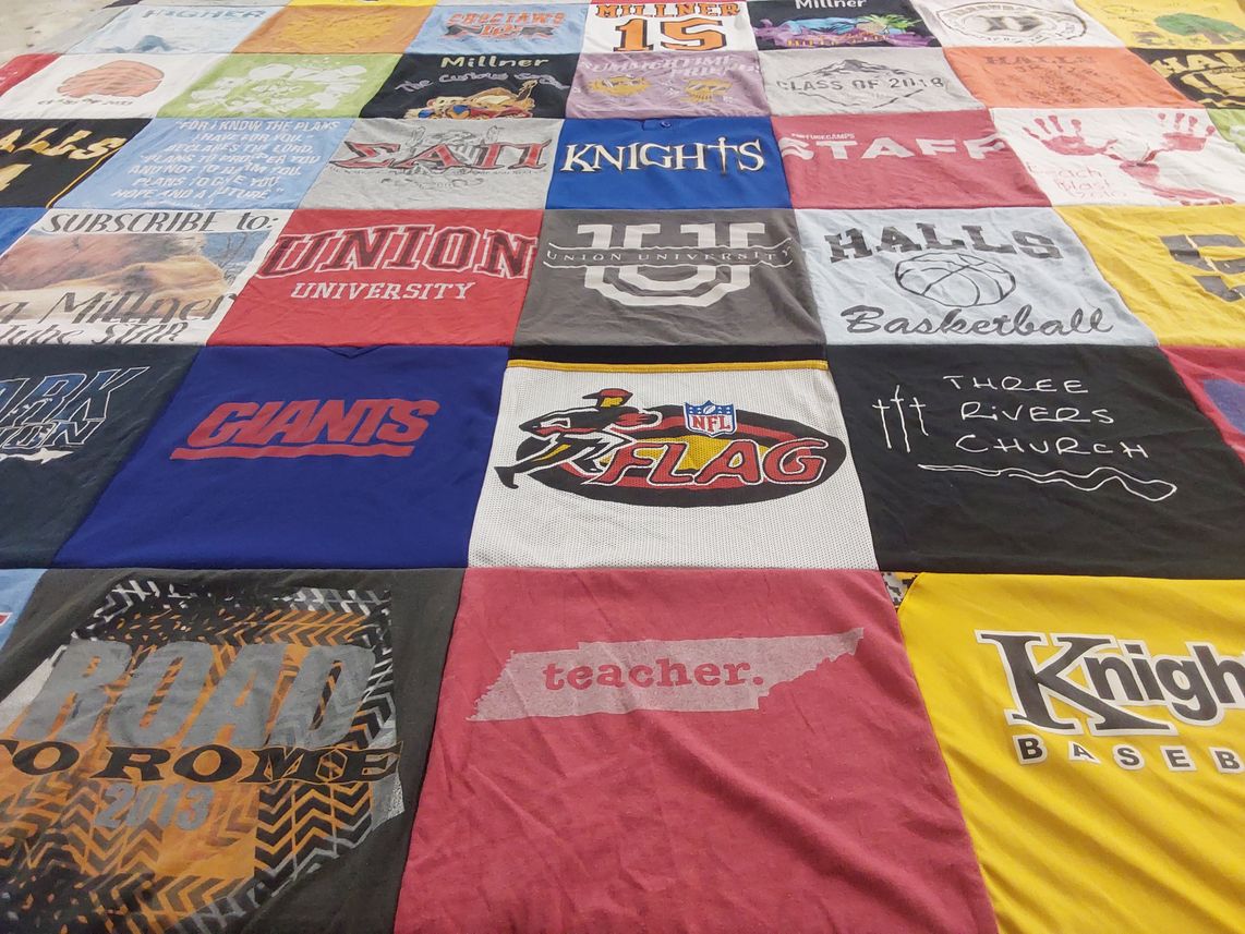 T-shirt quilt featuring giants by Daran from TN