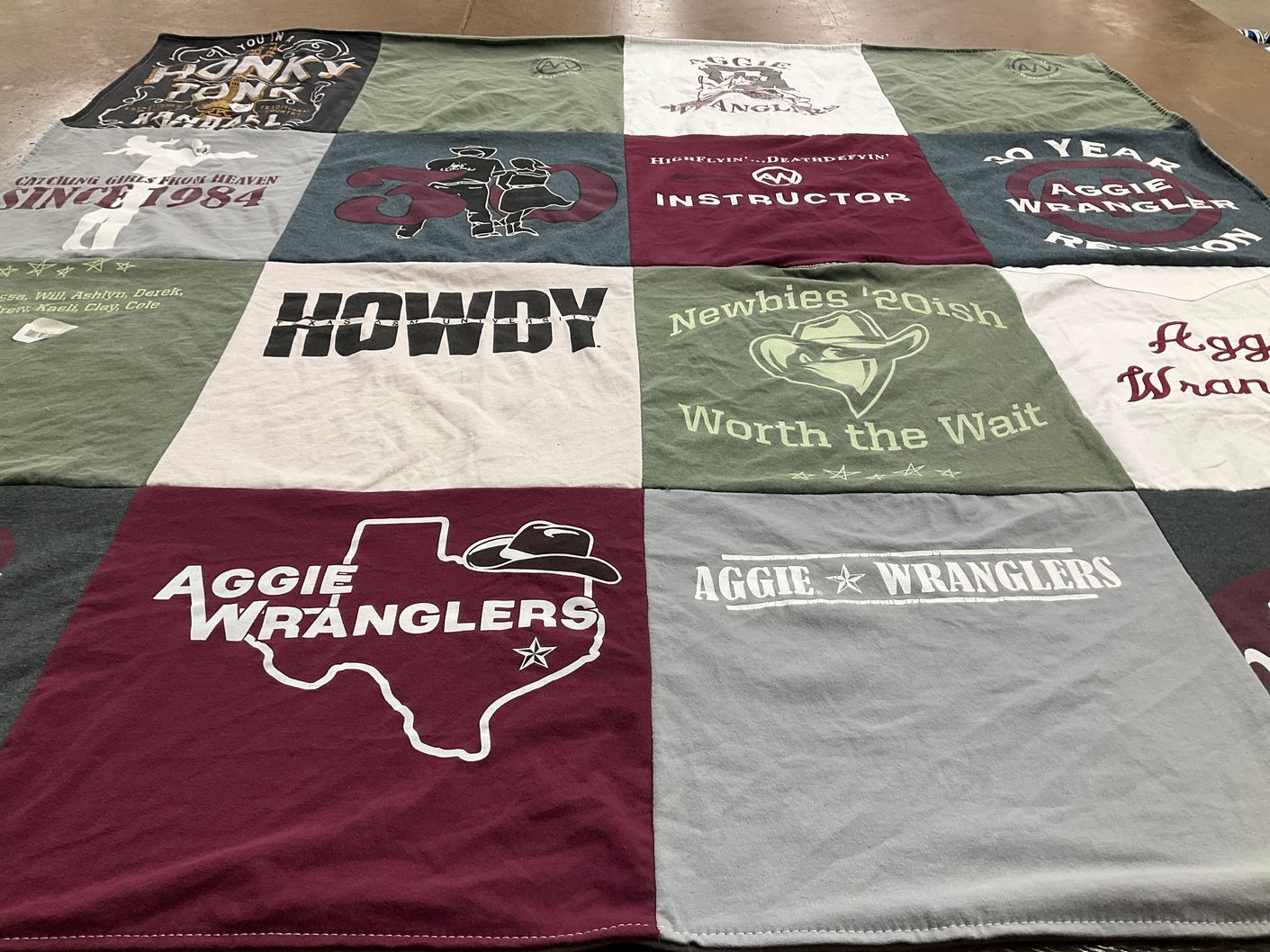 T-shirt quilt featuring aggie wranglers by Shelly from TX