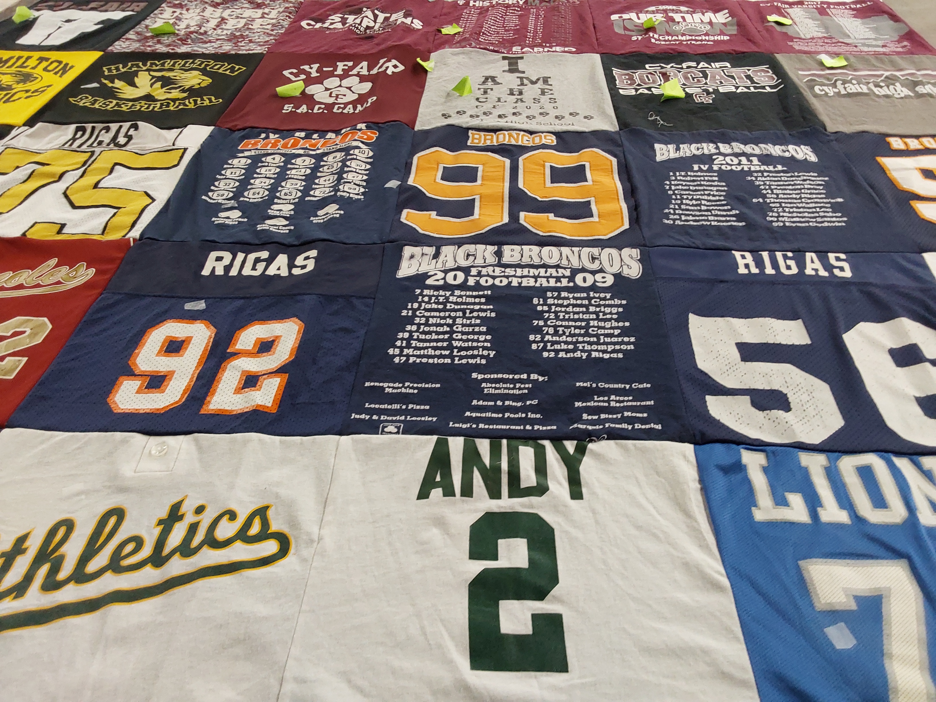 T-shirt quilt featuring cy-fair broncos, black broncos by CJ from TX