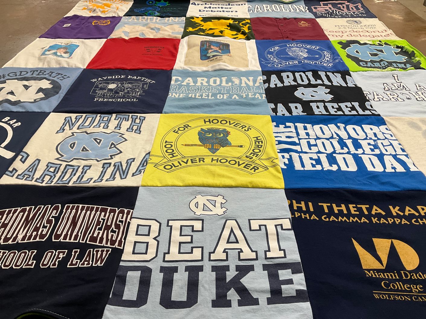 T-shirt quilt featuring university of north carolina tar heels by Candice from FL