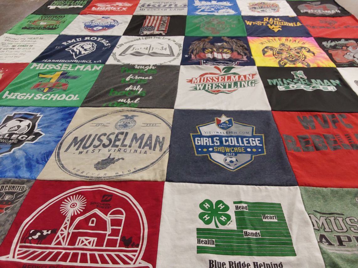 T-shirt quilt featuring musselman wrestling, musselman soccer by Phyllis from FL