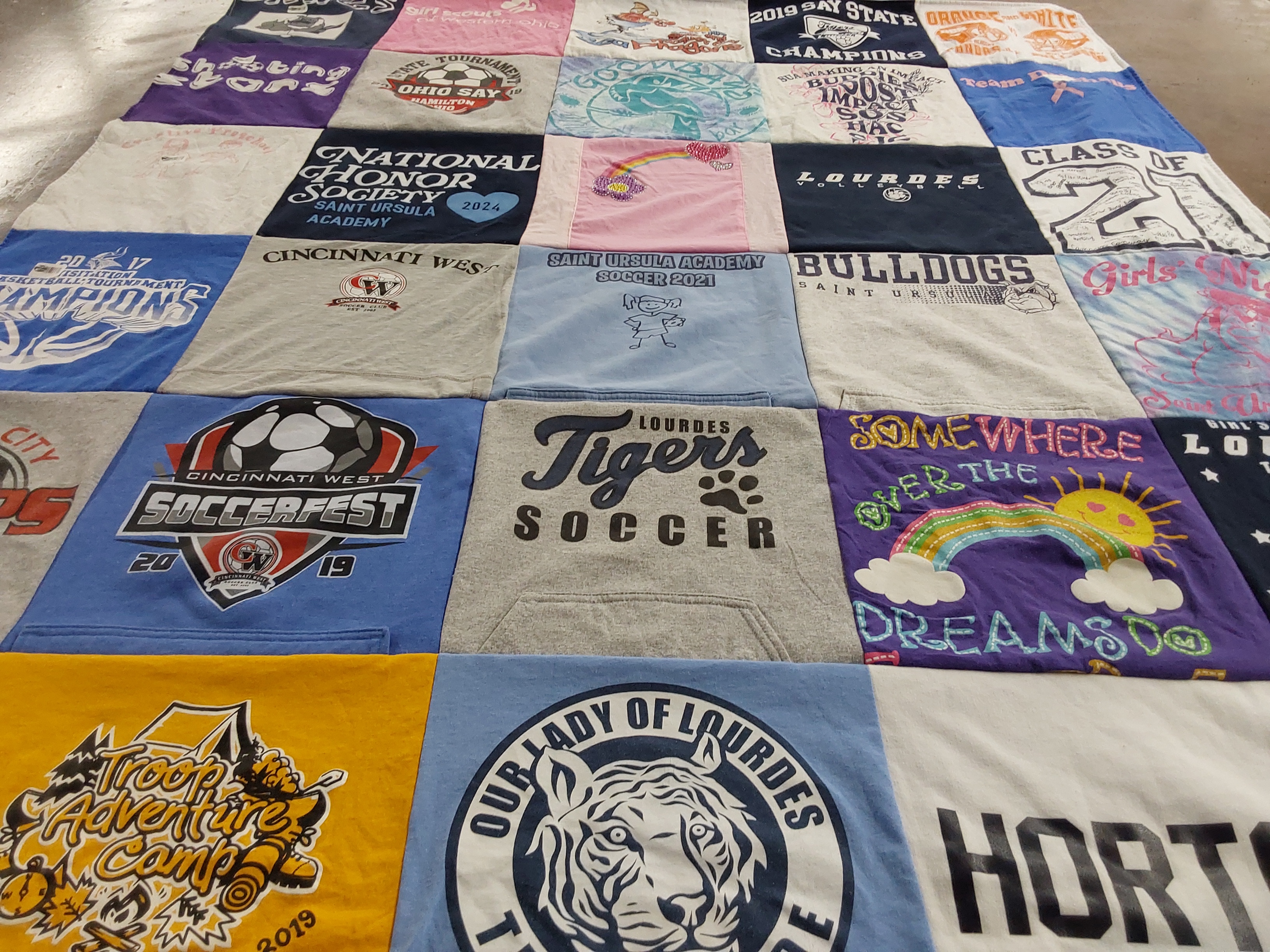 T-shirt quilt featuring lourdes tigers soccer, cincinnati west soccer by Julie from OH