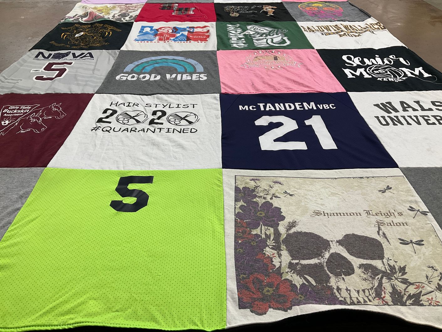 T-shirt quilt featuring vbc by Kaleigh from OH