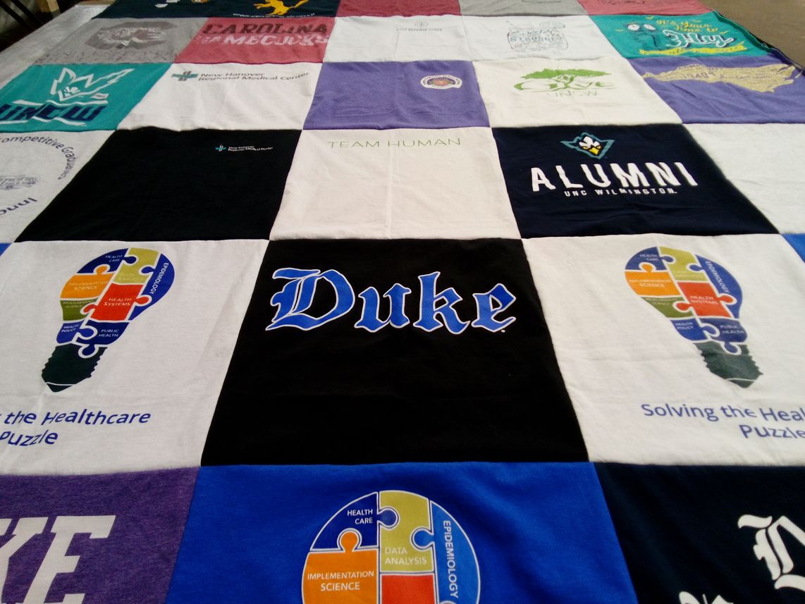 T-shirt quilt from duke university, university of north carolina wilmington by Carol from NC