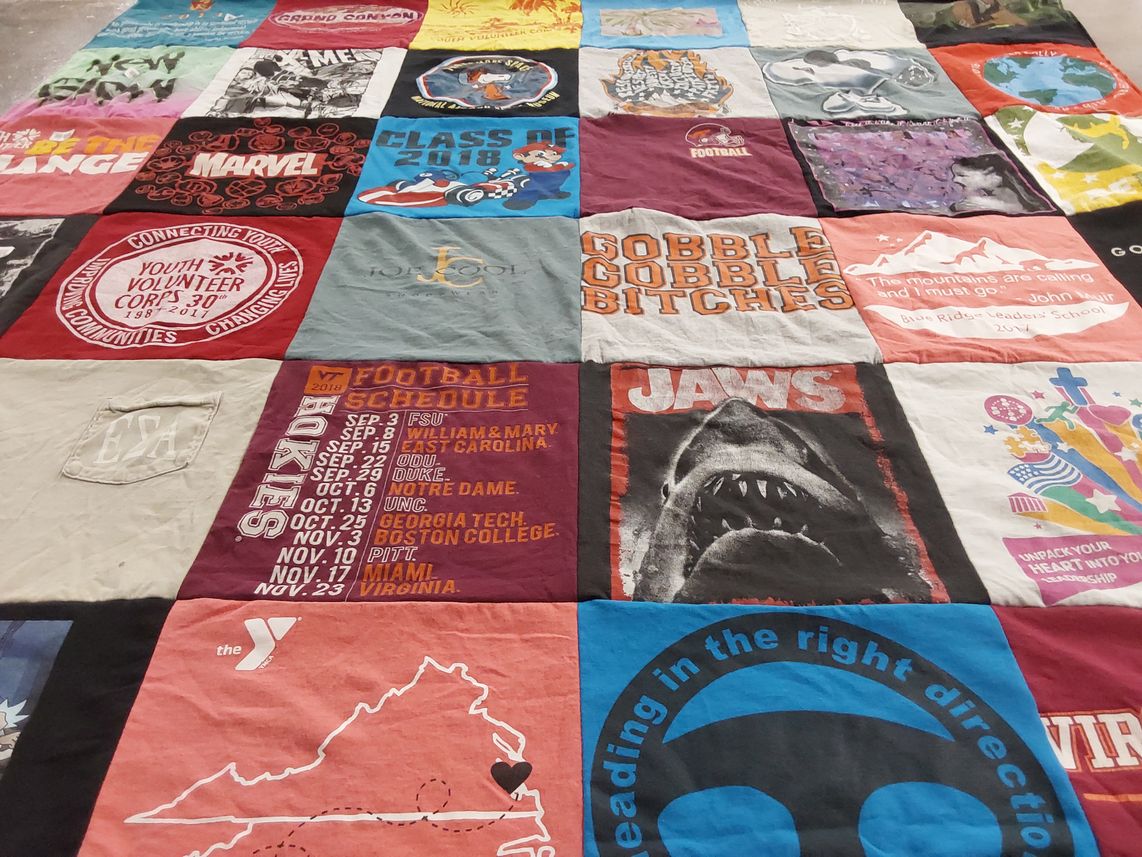 T-shirt quilt featuring virginia tech hokies football, virginia tech university by Sheetal from VA