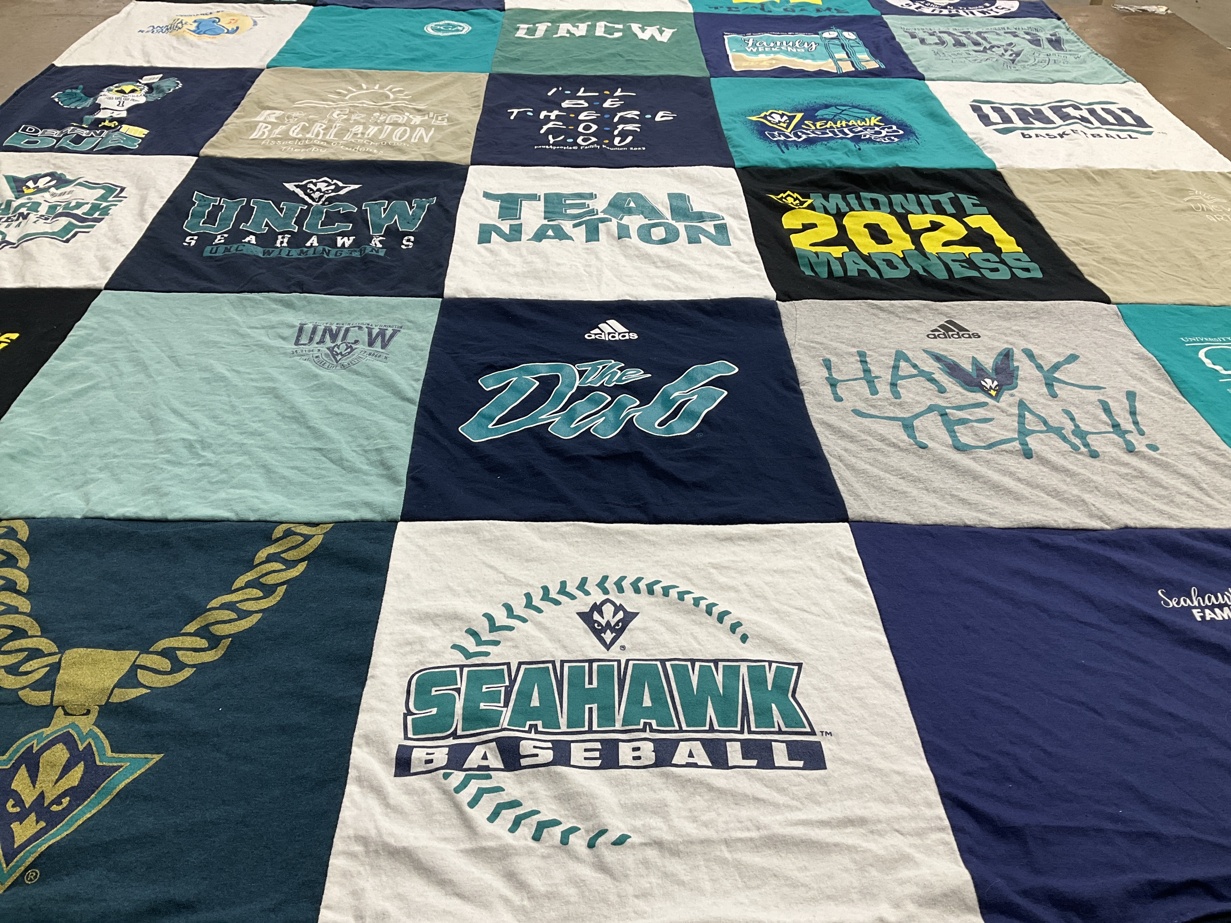 T-shirt quilt featuring uncw seahawks baseball, uncw seahawks basketball by Tanya from NC