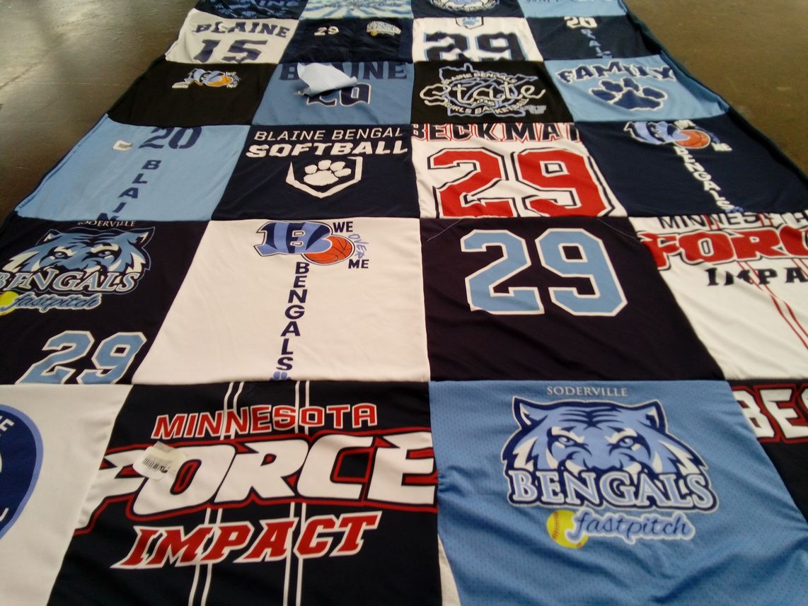 T-shirt quilt featuring soderville bengals, minnesota force by Rita from MN