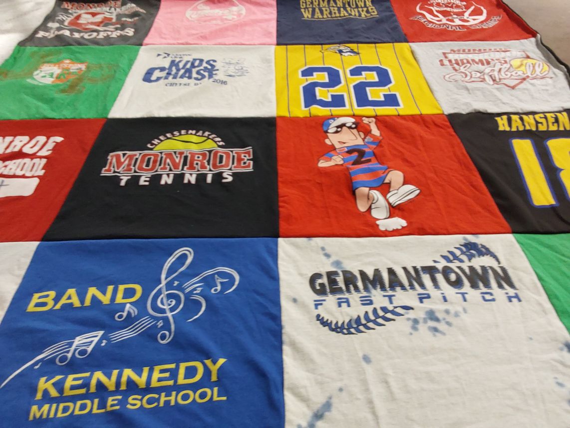 T-shirt quilt featuring germantown warrants by Sherry from WI