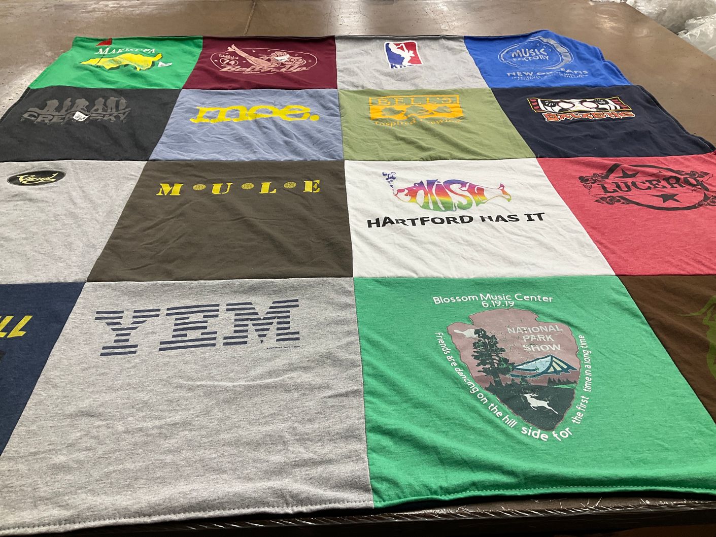 T-shirt quilt with music, concerts themes by Kevin from OH