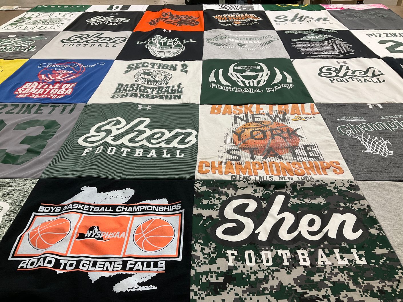 T-shirt quilt featuring shenendehowa high school football, shenendehowa high school basketball by Michael from NY