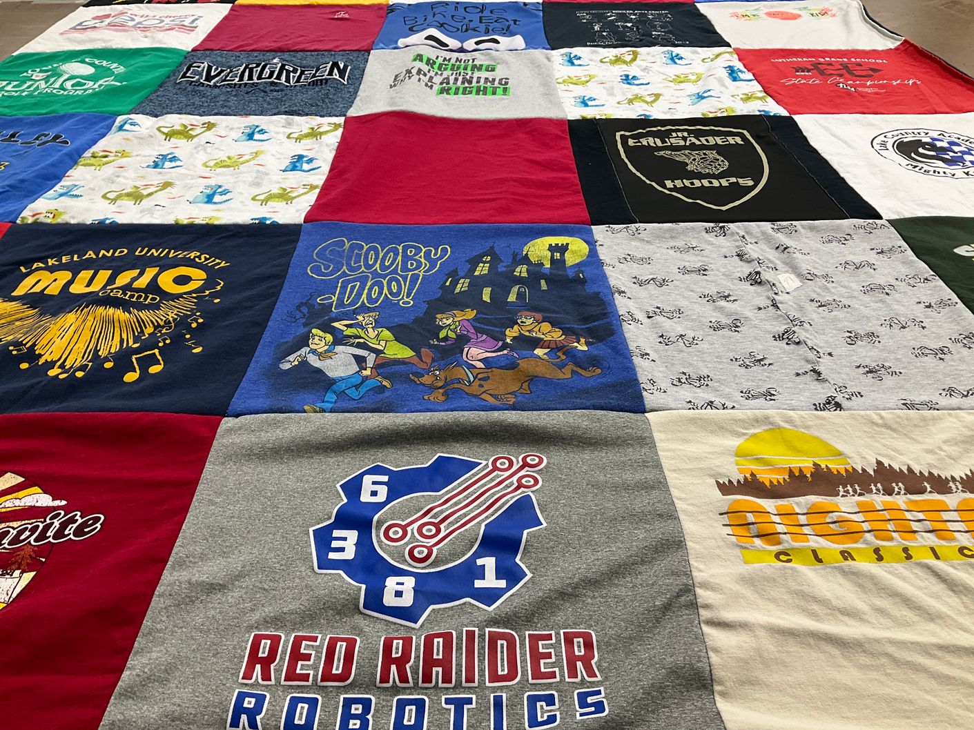 T-shirt quilt featuring red raiders by Dawn from WI