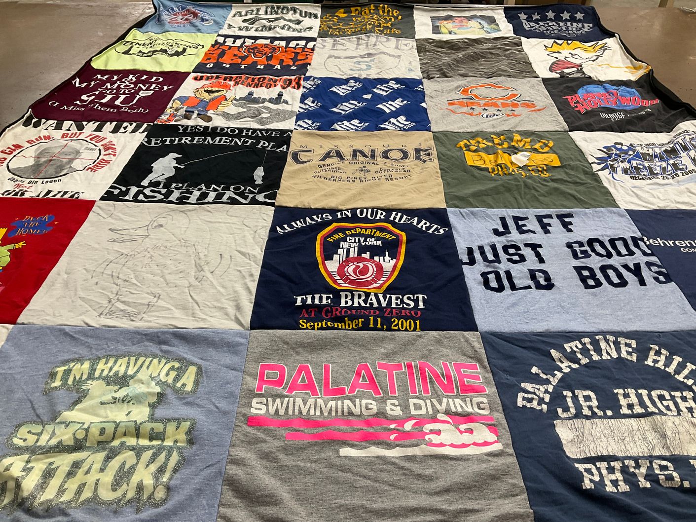 T-shirt quilt from palatine high school by Shelley from IL