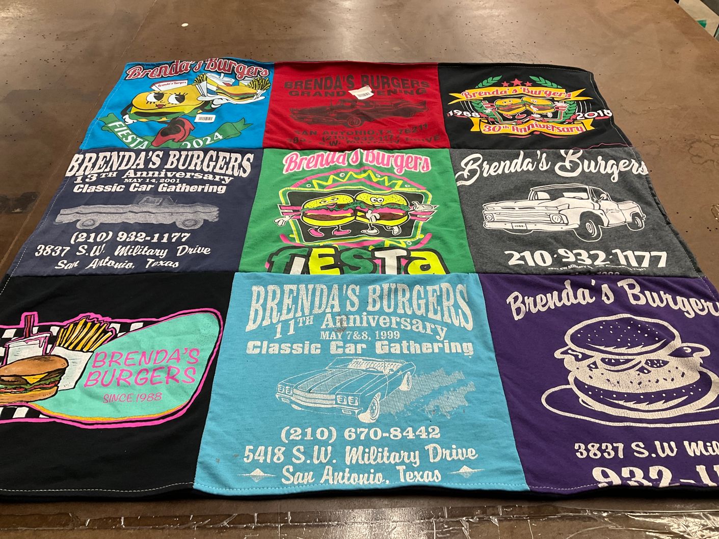 T-shirt quilt with food, cars themes by Richard from TX