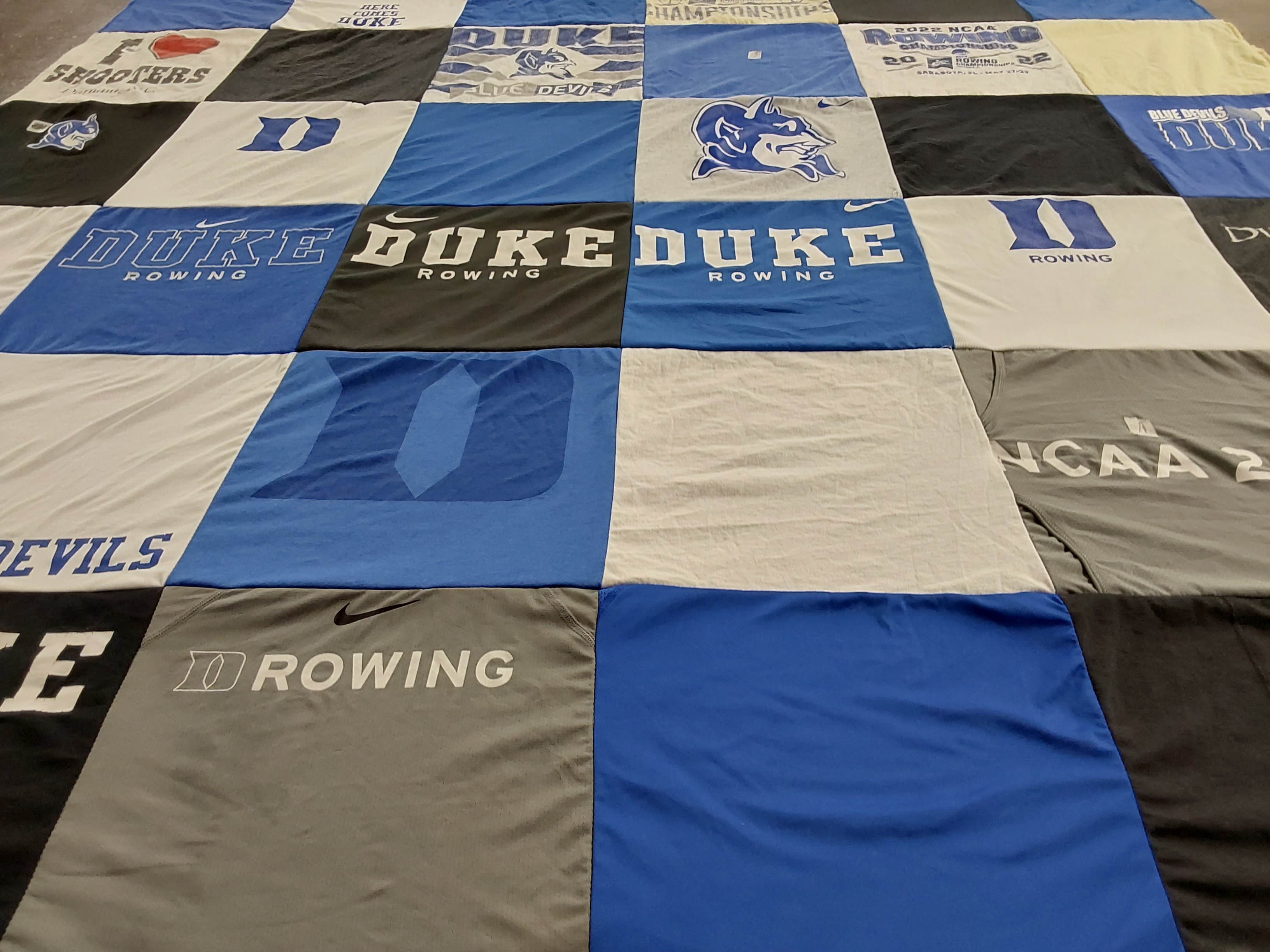 T-shirt quilt featuring duke university rowing by Gabriella from PA