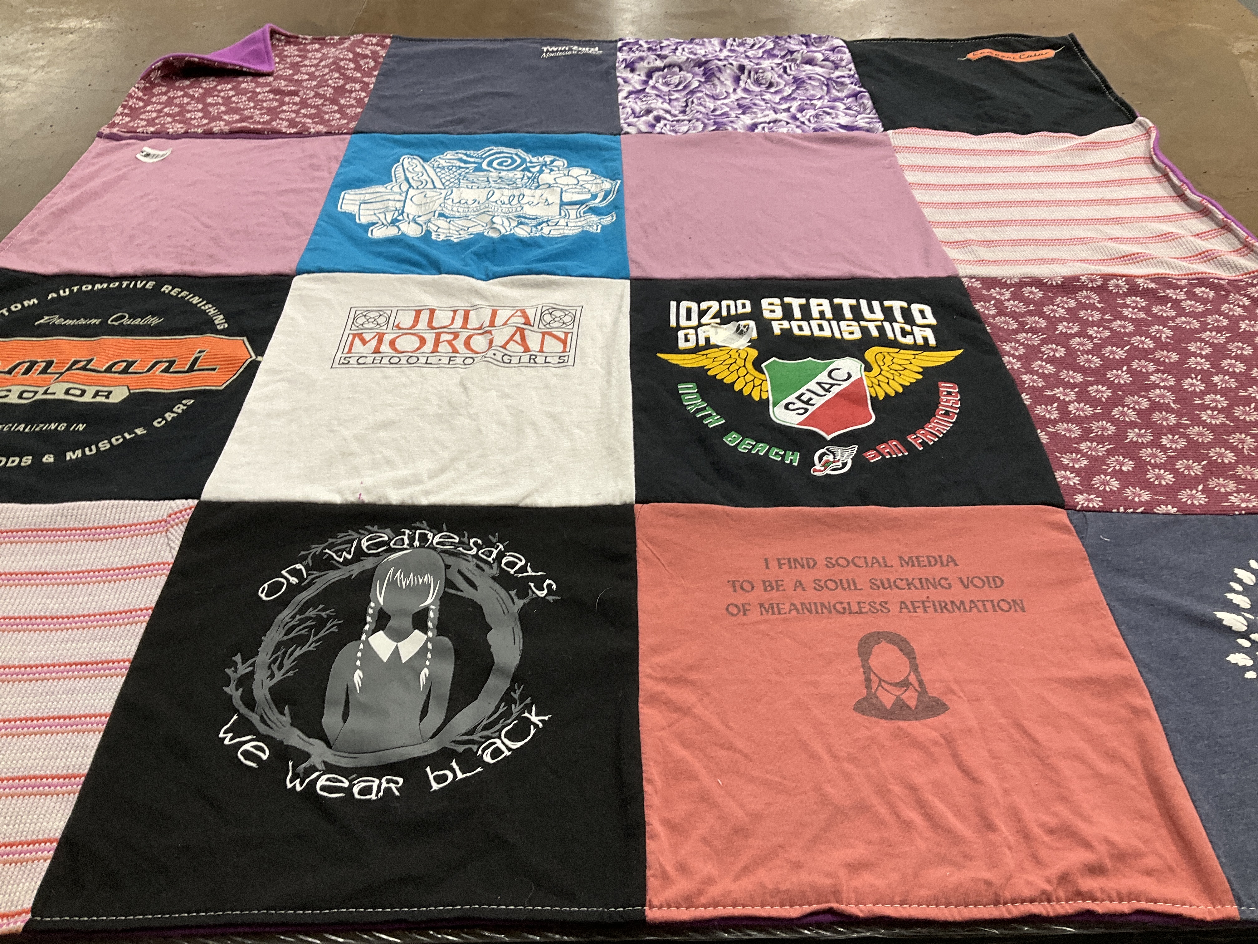 T-shirt quilt from julia morgan school for girls by Amy from CA