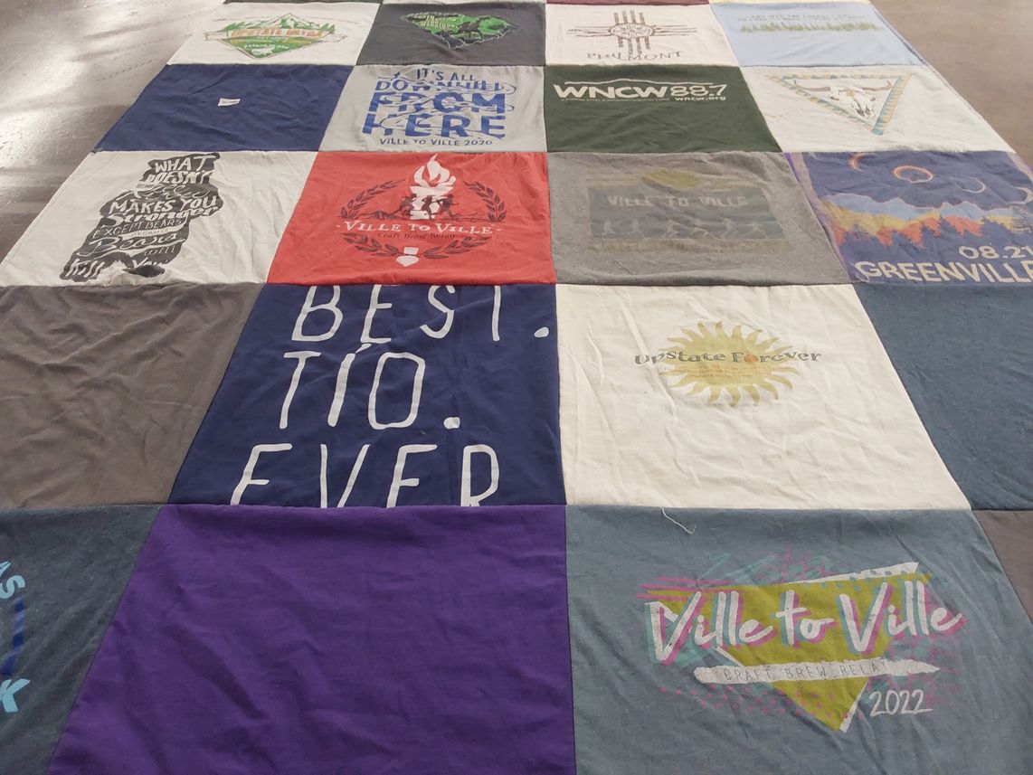 T-shirt quilt with community, breweries themes by Adam from SC