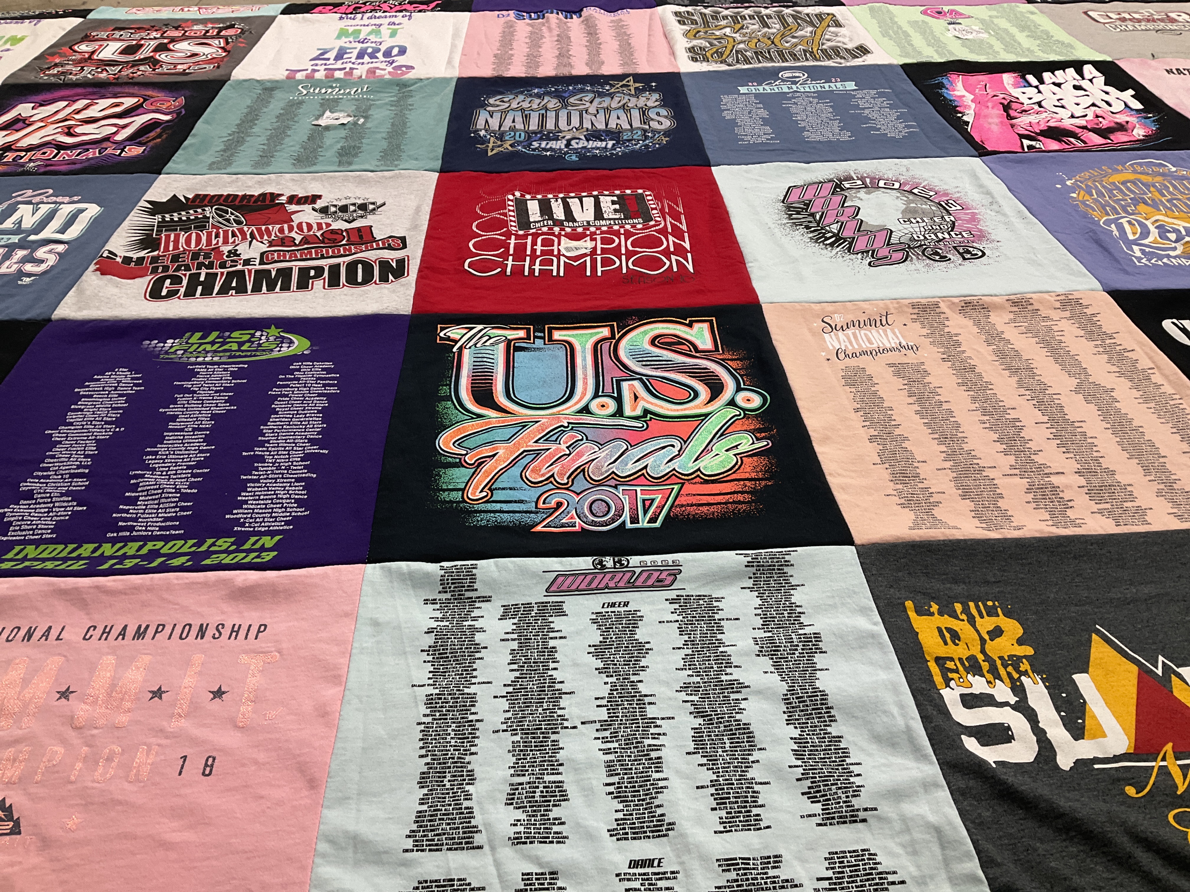T-shirt quilt with dance, competition themes by Tracy from IN