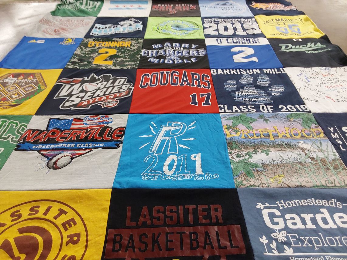 T-shirt quilt from lassiter high school, garrison mill elementary school by Allison from GA