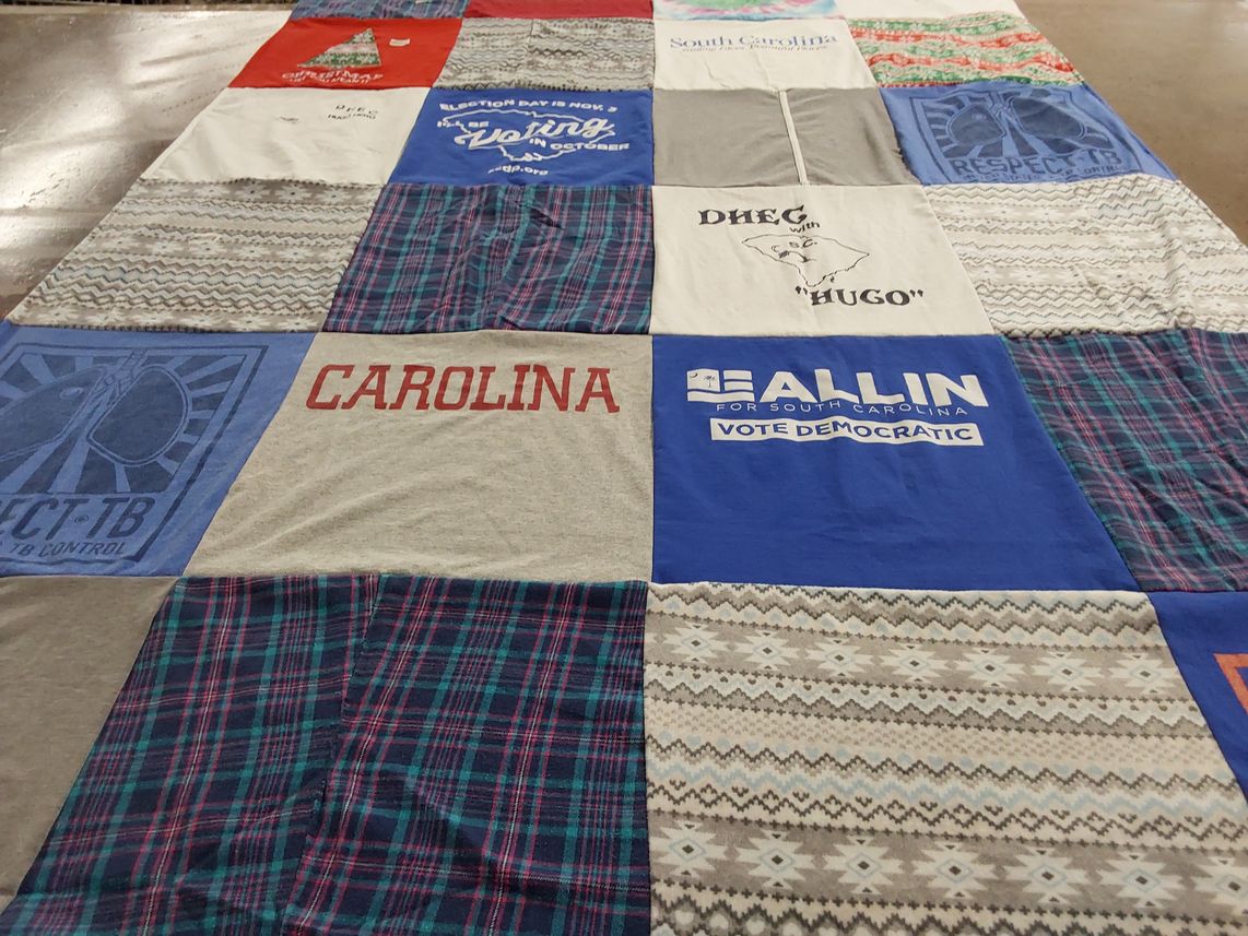 T-shirt quilt with politics, elections themes by Heidi from SC