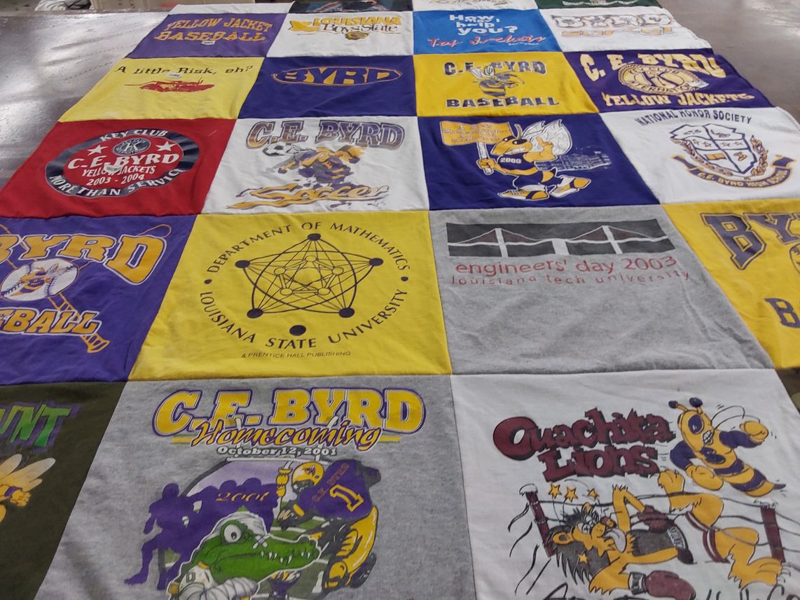 T-shirt quilt featuring byrd yellow jackets by Eric from LA