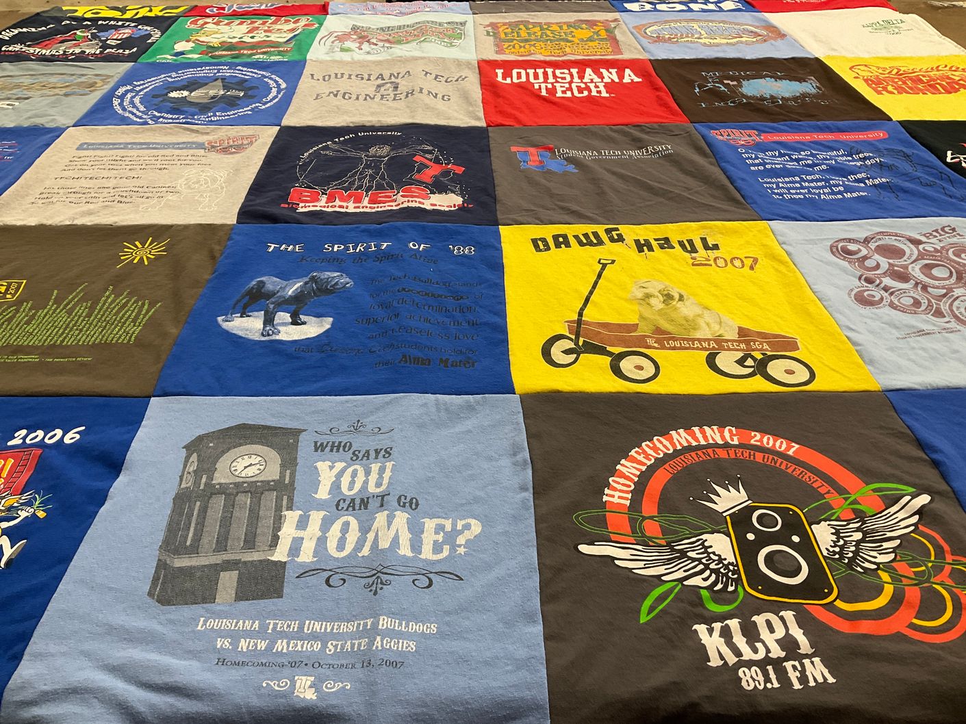 T-shirt quilt featuring louisiana tech university bulldogs by Eric from LA