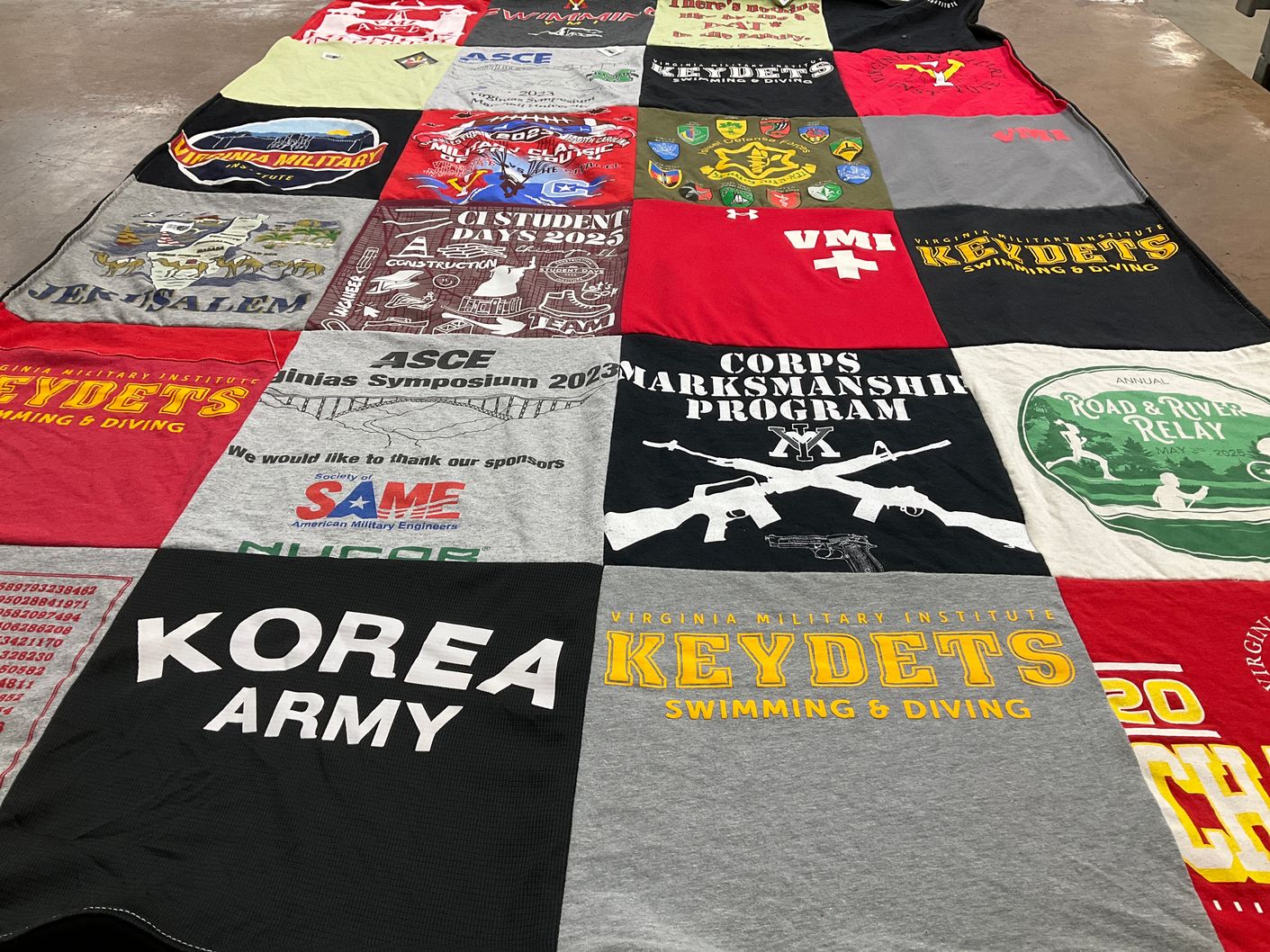 T-shirt quilt featuring virginia military institute keydets by Carter from PA