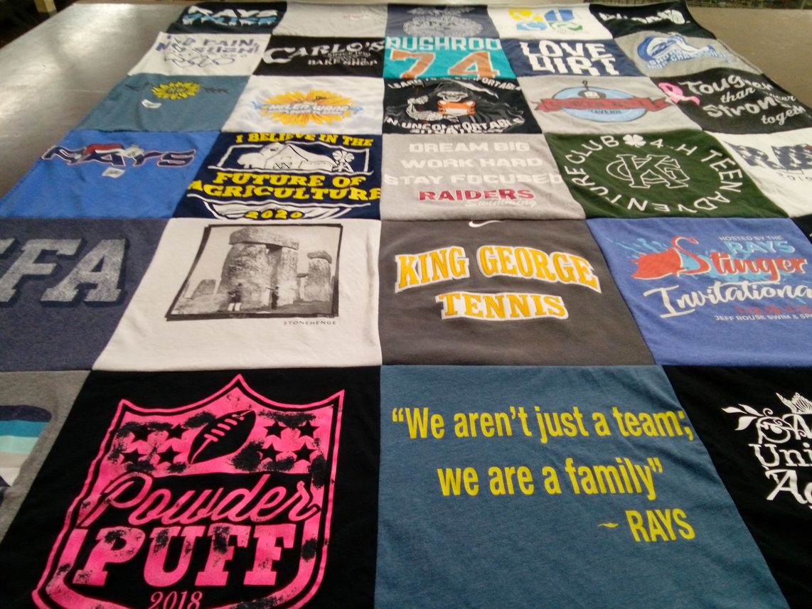 T-shirt quilt from king george high school by Carter from PA